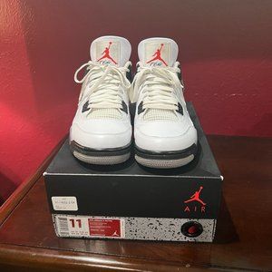 AIR JORDANS Retro 4s WHITE & BLACK CEMENT GRAY